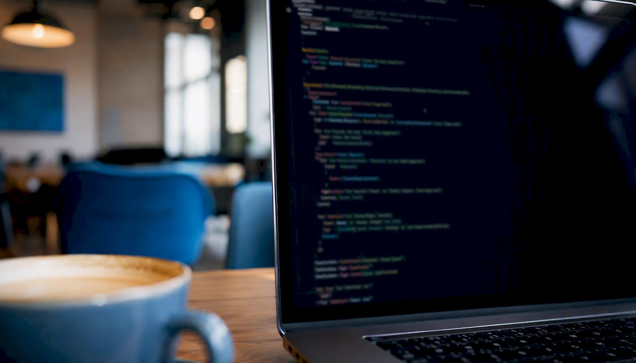 Close-up of CSS code for responsive design on screen