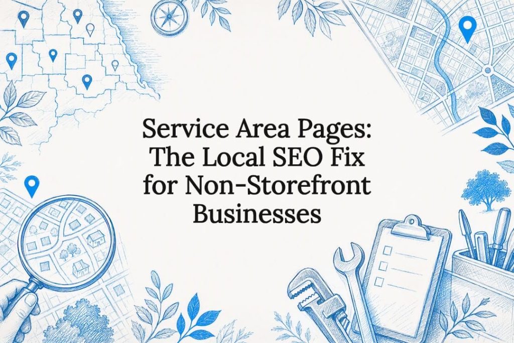 Decorative blog post title card illustration for local SEO