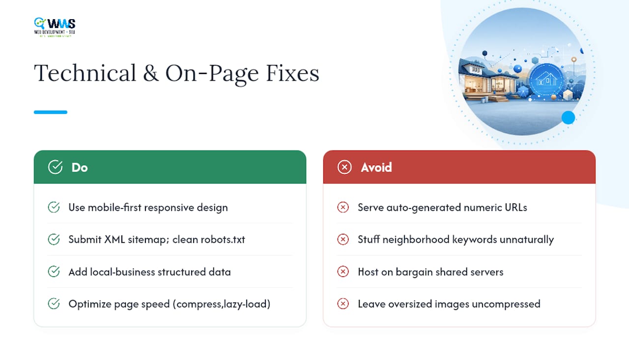 On-Page and Technical Fixes Contractor Sites Need — overview diagram