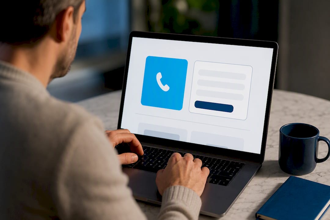 Service page showing call and contact paths