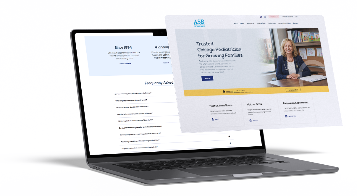 ASB Medical Clinic website displayed on a laptop