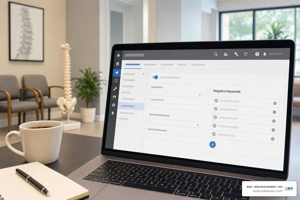 Chiropractic PPC campaign settings and negative keyword management
